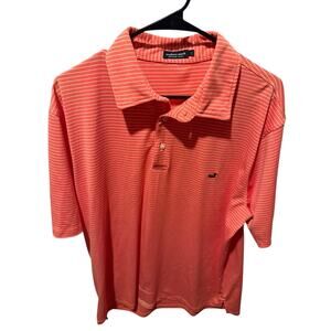 Southern Marsh Polo Shirt Mens XL Orange Striped Performance Golf Duck Logo